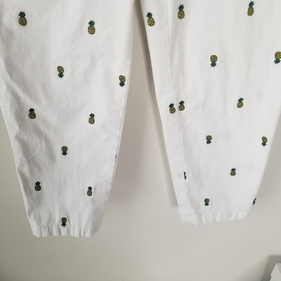 Talbots Pineapple Print Girlfriend Chino White Pants Size 8P - Picture 4 of 14